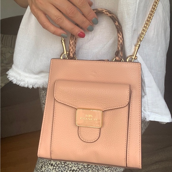 Authentic COACH Pebbled leather/Snakeskin embossed top handle crossbody/Satchel - Picture 12 of 13